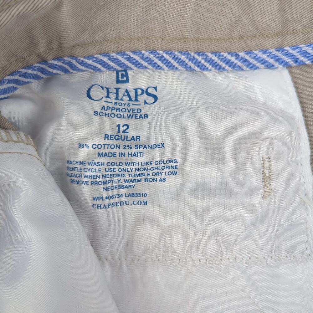 EUC Chaps Khaki Dress Pants Cotton Blend Boys US 12 Flat Pockets - Picture 7 of 10